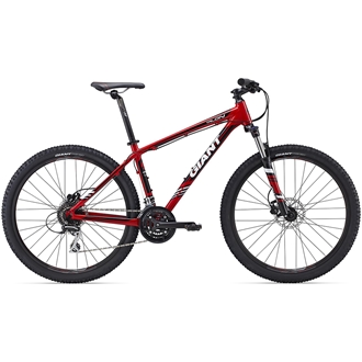 Giant mountain bike red best sale and black