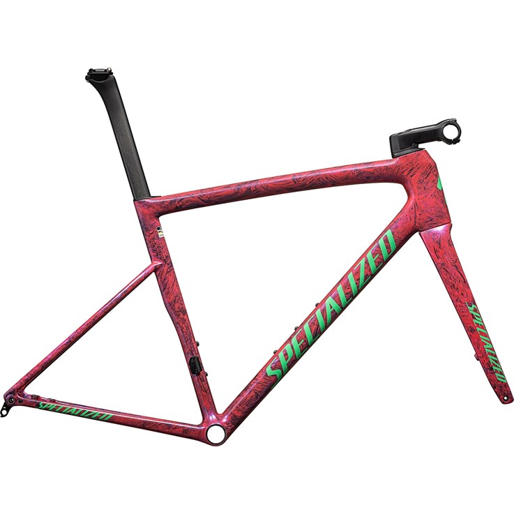 Specialized Tarmac SL8 Frameset Gloss Carbon/Metallic Vivid Pink Strata/Electric Green Nyhet